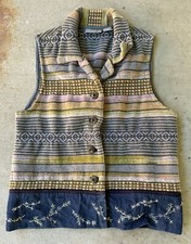 Vtg 80s 90s Ivy Cowgirl Chore Tapestry Western Aztec Tapestry Textile Vest Sz S