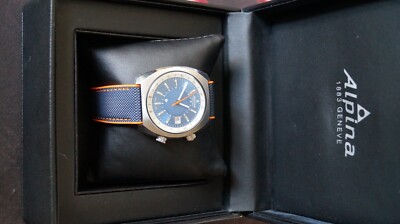 Alpina AL-555LNS4H6 Startimer Pilot Heritage GMT Automatic Watch 42mm Blue date