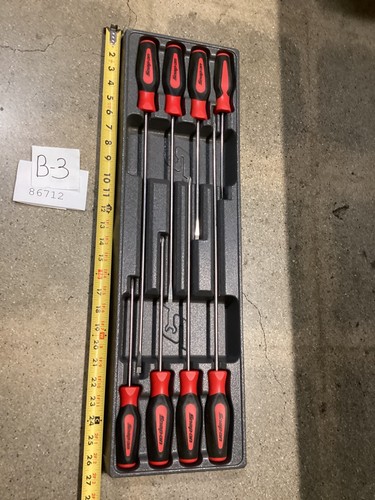 Snap On 8 Piece RED Soft Grip Extra Long Combo Cabinet Screwdriver Set SGDXL80BR - 第 1/4 張圖片