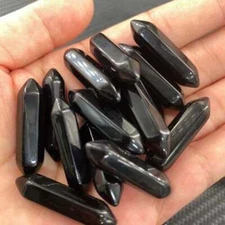 5p Natural obsidian Hexagonal crystal double obelisk pendant quartz healing
