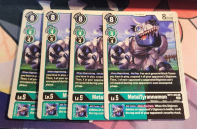 x4 Playset Digimon Dimensional Phase METALTYRANNOMON BT11-055 Green/Black