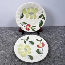 Blue Ridge Southern Potteries Edgemont 2x Saucers 6" hand-painted flowers