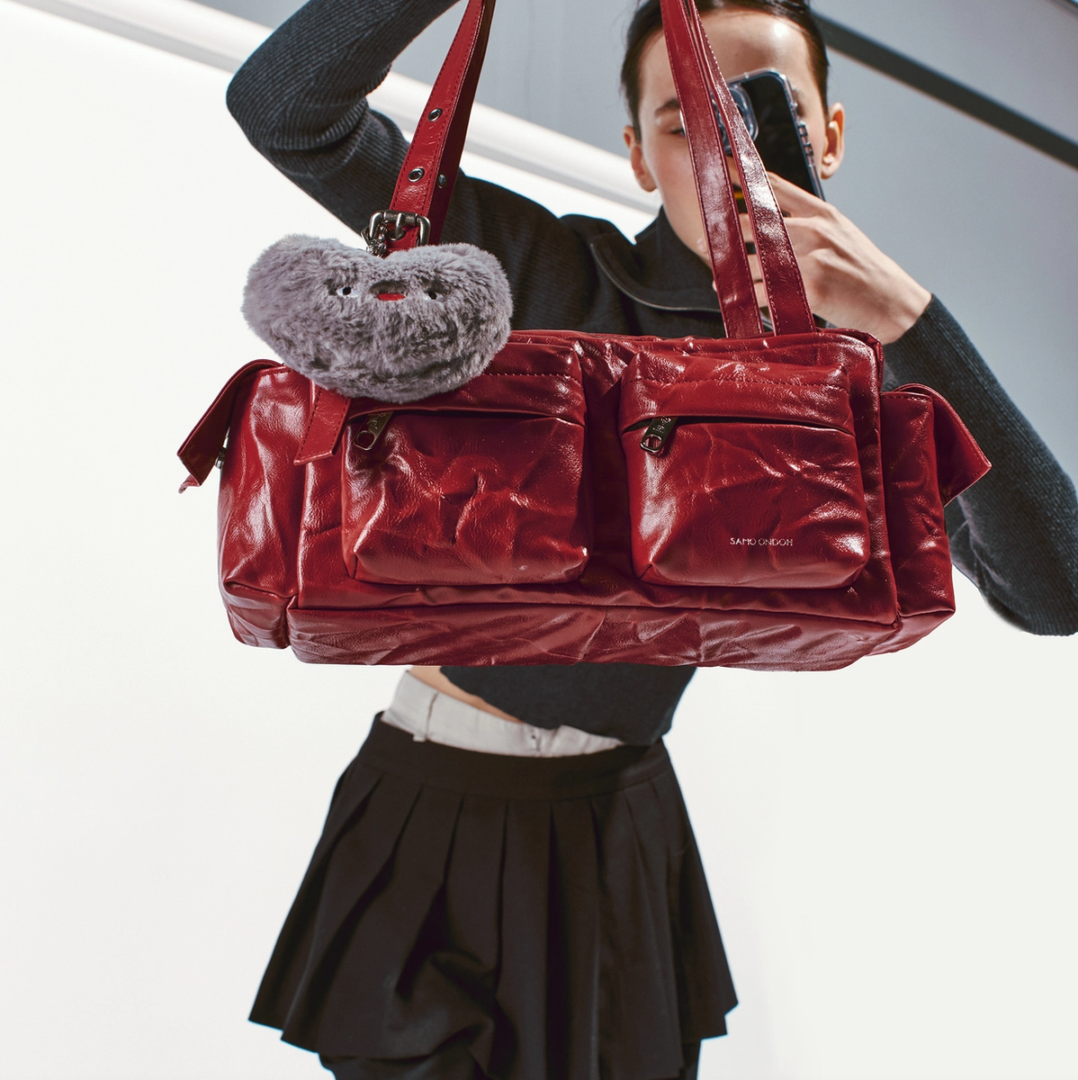 SAMO ONDOH Pocket Utility Bag M Origami Red Shoulder Bag Crossbody