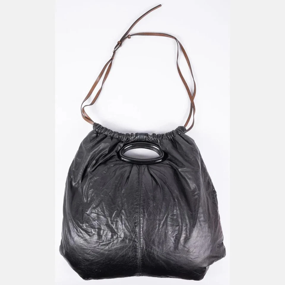 Marni Dark Gray Nappa Leather Drawstring Shoulder Bag MSRP $2,250 - Image 2 of 4