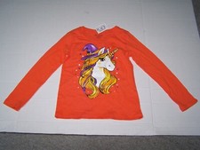 Children's Place Girls Shirt Long Sleeve Unicorn Orange Size XS 4 NWT Halloween