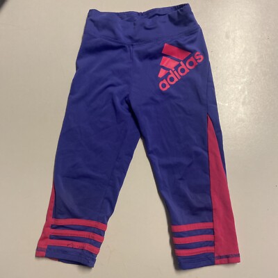 Adidas Malite Girls purple pink workout leggings capri pants sports