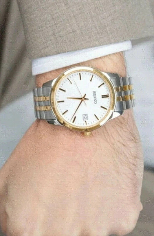 SEIKO 7N32-0150(A4)AN QUARTZ WATCH Sliver W/ Gold Color