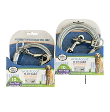 Dog Tie Out Cable Heavy Duty Weighted Dog Tie Out Cable Silver, 10 ft (LOT of 2)