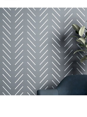 PINKIPO  Simple Herringbone 16''x40'' XL Stencil Large Wall Stencil Modern Art