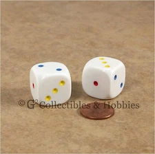NEW 2 Large 20mm D3 Six Sided 1 to 3 Twice Spotted Multi-Color Pips Game Dice 