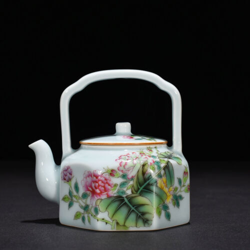 5“ China exquisite porcelain 1950s and 1960s Pink color Floral pattern pot - Bild 1 von 6
