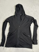 LULULMON SZ 10 VENTILATE SOLID BLACK FULL ZIP HOODED JACKET SEAMLESS W4APXS