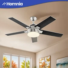 52" Indoor Ceiling Fan Chandelier & Remote Control 5 Black Blades Reversible