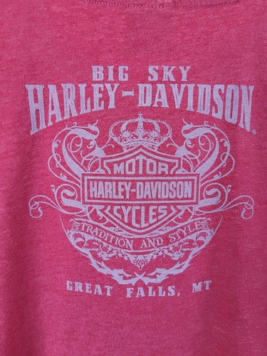NWT Harley Davidson Big Sky Montana Womens Large Red Metalic Logo T-Shirt - Picture 3 of 11