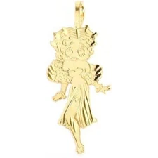 14K Gold Betty Boop Charm with 18" Gold Chain & Box