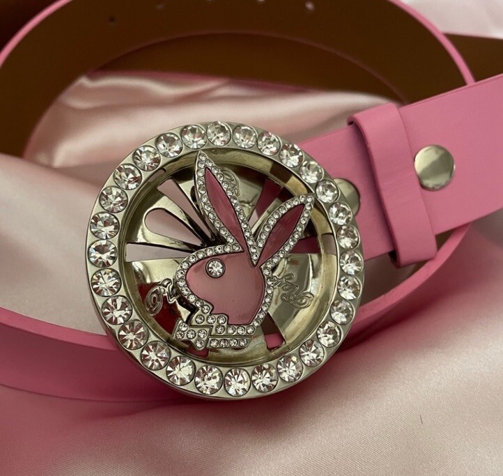 RARE Y2K Playboy Pink Metallic Rhinestone ALL STONES Bling Spinner