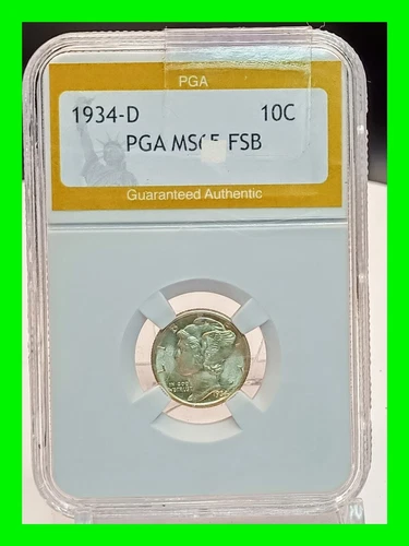 Stunning 1934-D Mercury Dime 10c MS FSB - Silver - High Grade