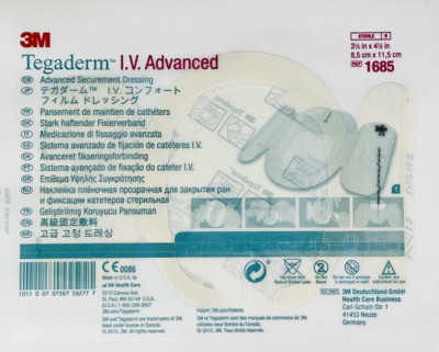 3M 1685 Tegaderm IV Advanced Transparent Dressing, 3-1/2 x 4-1/2 inch, Lot of 10