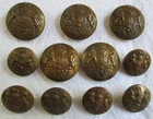 Set of 11x British Army:"GENERAL SERVICE BRASS BUTTONS" (WW1-WW2 Period)