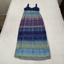 Allison Brittney Navy Multicolored Casual Summer Maxi Dress Women’s Size L