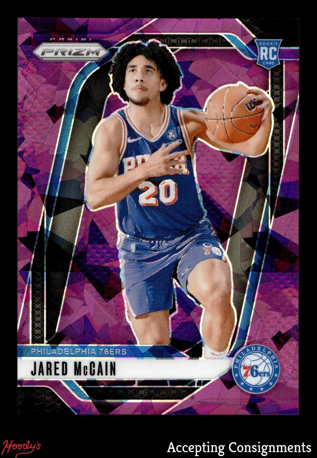 2024-25 Panini Prizm Prizms Purple Ice #222 Jared McCain 140/149 ROOKIE RC 76ERS