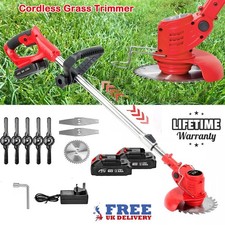 48V Cordless Grass Trimmer Strimmer Electric Garden Weed Edger 2-Battery Light