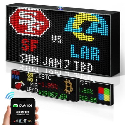 Glance LED Ticker - Customizable LED Display Sports Ticker, LED Display for Man 