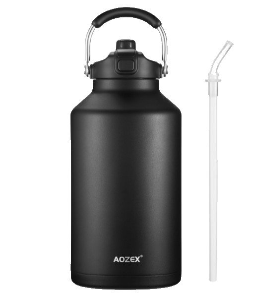 Insulated, Large Black Water Bottle Stainless Steel
