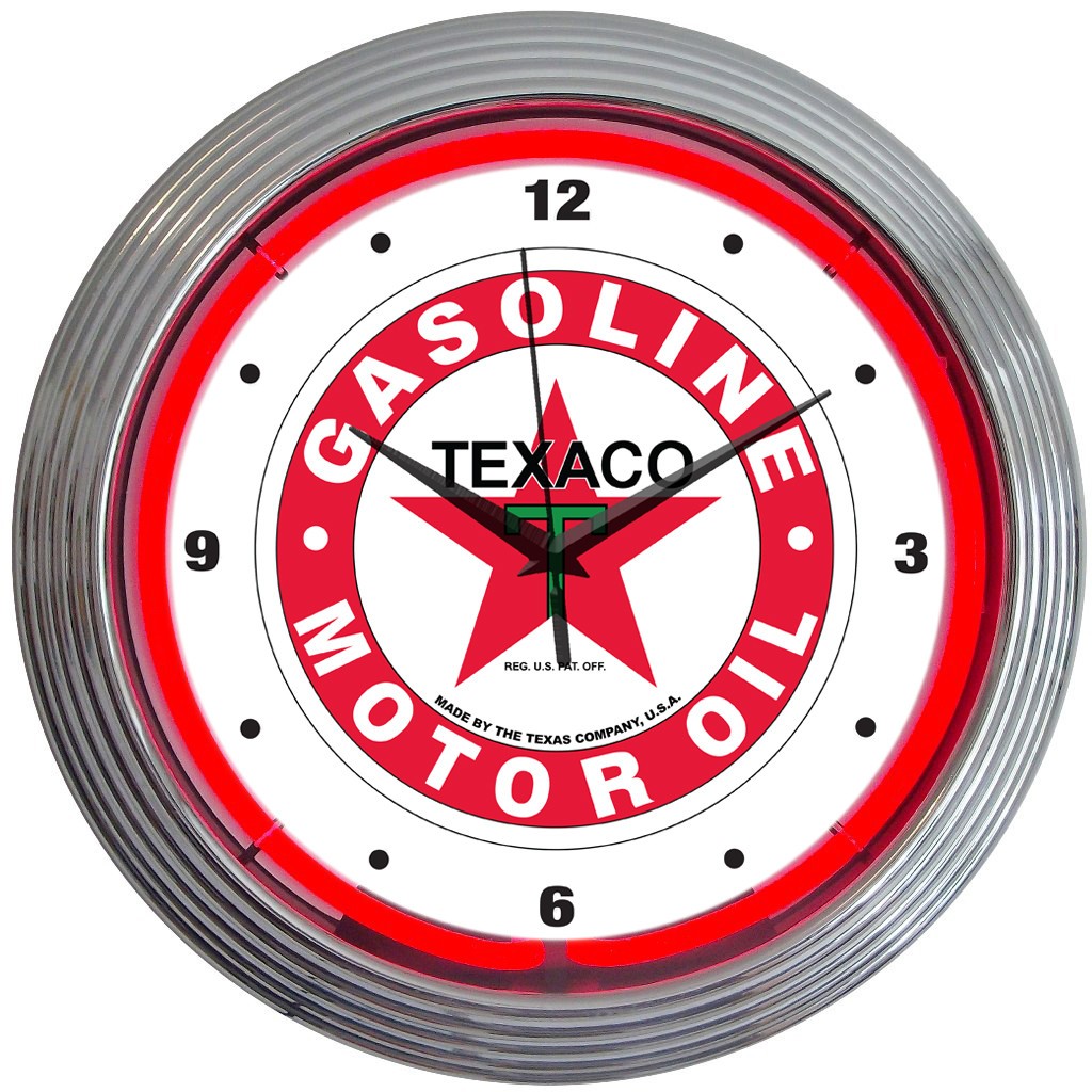 Neon Clock - Texaco Gasoline 15" 8TXOIL * Licensed * ​​Ships FREE to the USA!