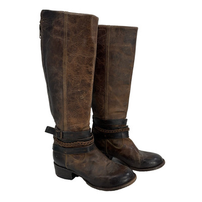 Freebird by Steven Aspen Brown Leather Knee High Biker Boots Women s Size 9