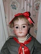 Grand Size Antique 29" German Bisque Simon Halbig 1079 DEP 14 Doll Brown Eyes