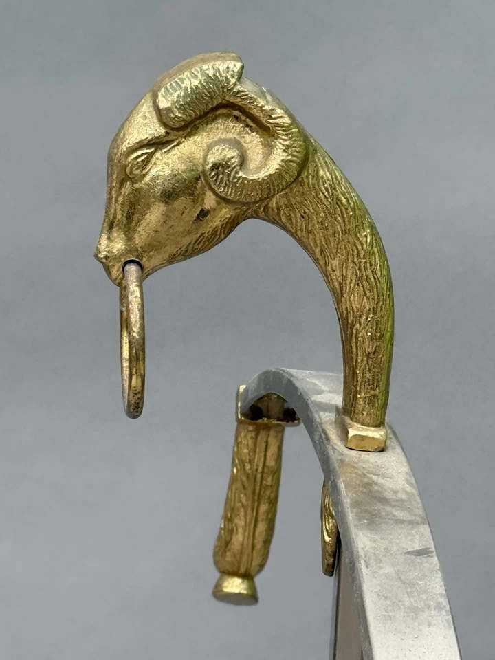 MAISON JANSEN ANTIGUO CARNERO FRANCÉS CABEZA CABALLERO VALET STAND MEDIADOS DE SIGLO MODERNO Foto 3 de 4