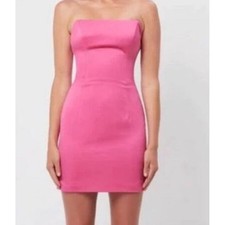 ELLIATT Emani Hot Pink Satin Strapless Bodycon Mini Dress Womens M Night Out