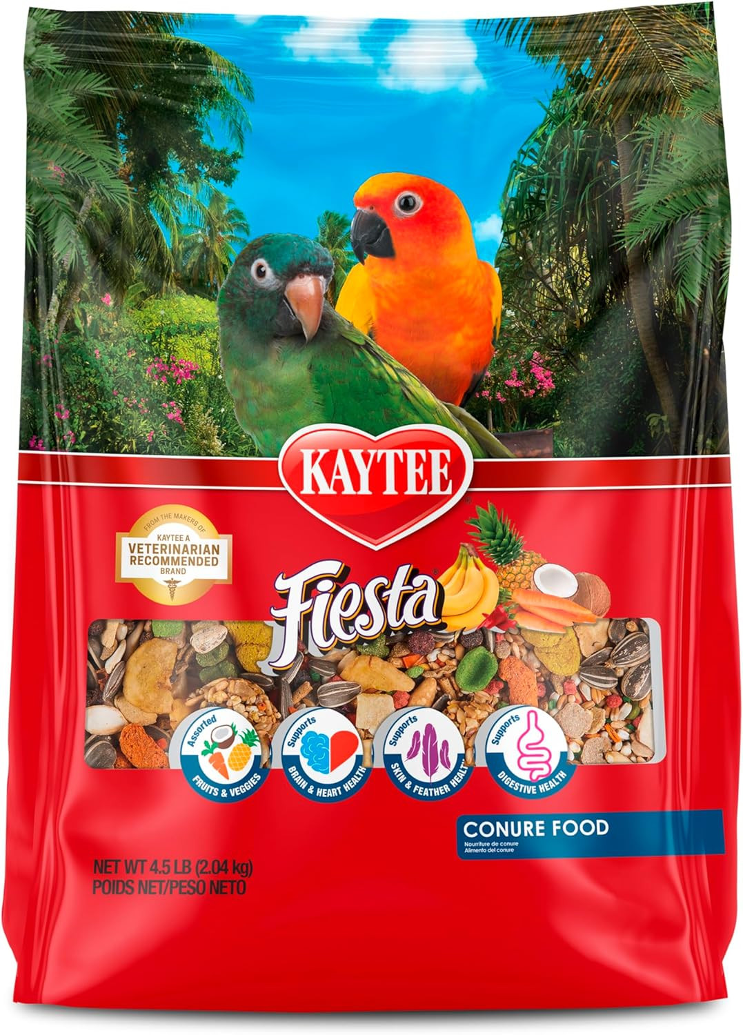 Fiesta Conure Food, Nutritious and Fun Blend, Supports Skin, Feather, Digestion,