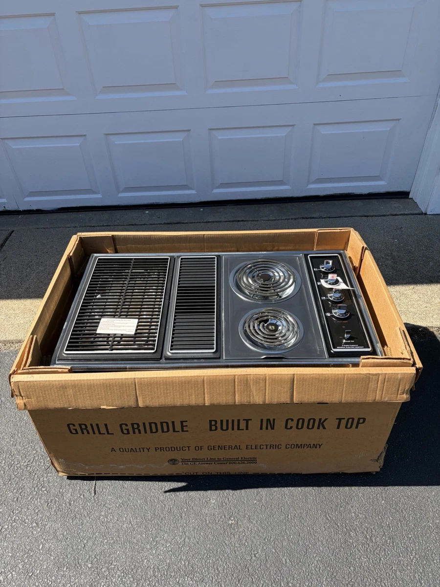 GE 36” Electric Cooktop with Grill & Downdraft Vintage Model JP676