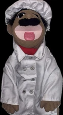 Melissa And Doug Plush Chef Puppet 14” White Brown No Wooden Rod US22