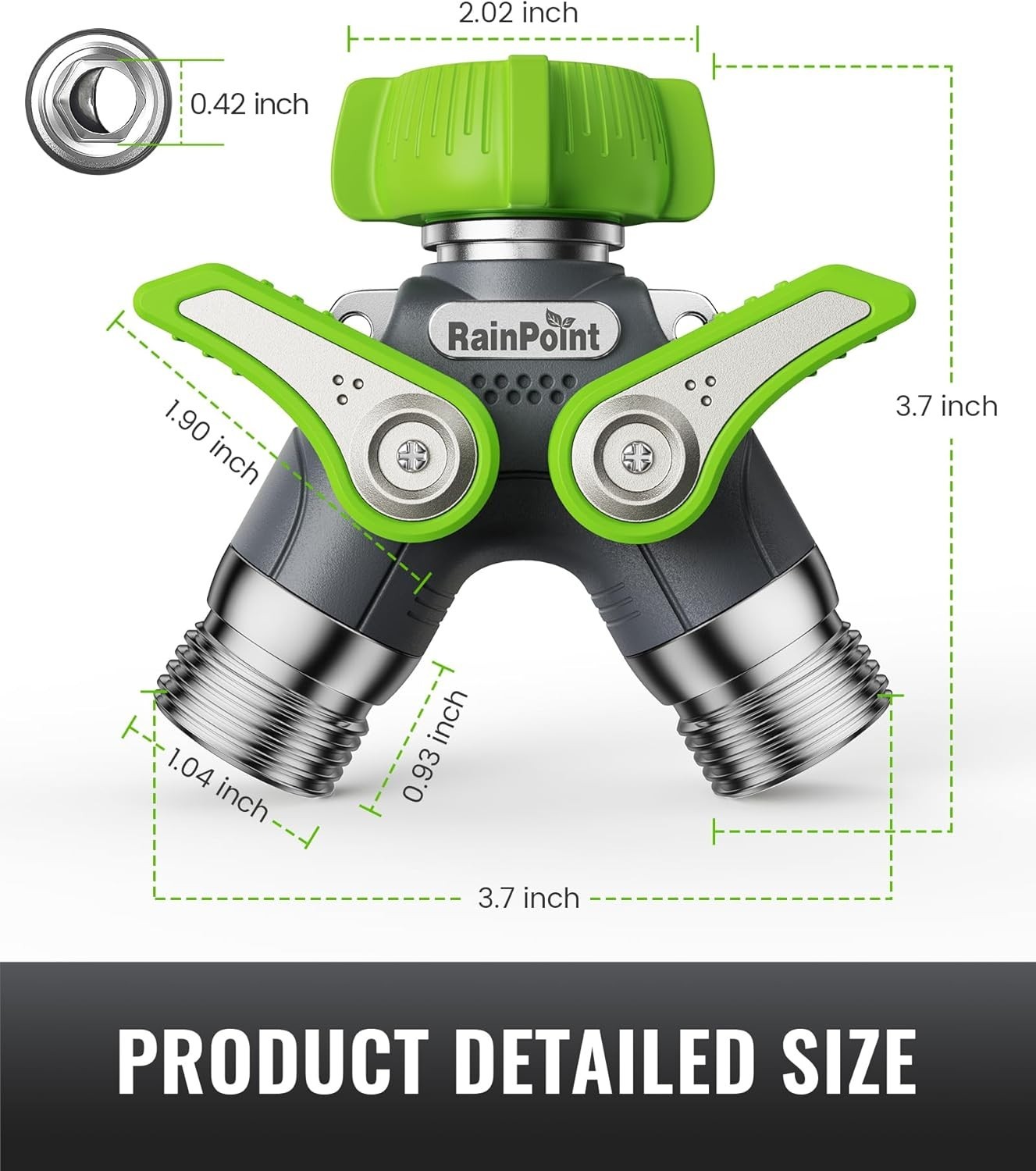 Heavy-Duty 2 Way Garden Hose Splitter - 100% Metal, Leak-Proof Design