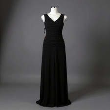 Black Ruched Cowl Back Floor Length Evening Gown Size 8 NWT Holiday Dress
