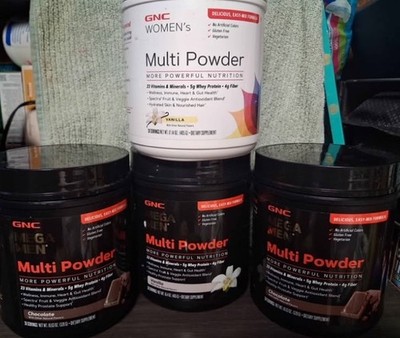 4pc lot GNC Mega Men and Women Multivitamin Powder Chocolate Gluten-Free 18.69oz