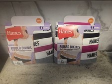 Hanes Women's Ribbed Bikini Panties 6 Pair Cotton Stretch Tagless Size 6