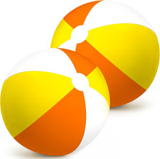 2 Pieces 48 Inch Giant Inflatable Beach Ball Jumbo Rainbow Color Beachballs Blow