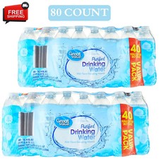 New 2 pack 16.9 Fl. Oz., Great Value Purified Drinking Water, 40 Count, Packed