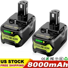 2PACK For RYOBI P108 18V 8.0Ah High Capacity Battery 18Volt Lithium-Ion One Plus