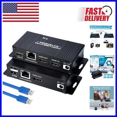 Zero Latency 1080P HDMI KVM USB Extender up to 164ft - Plug & Play Easy Setup