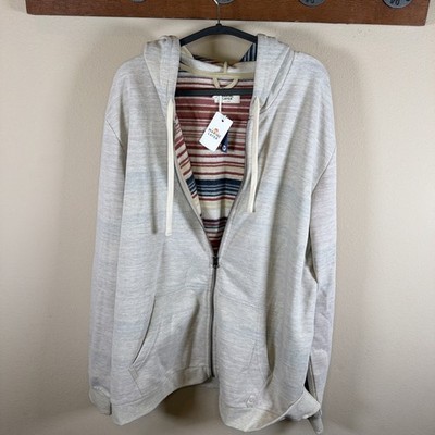 NWT Marine Layer Striped Full Zip Hoodie Fleece Super Soft XL