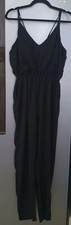 Topshop Black Strappy Jumpsuit Womens UK10 EUR38 US6 Minimalist Classic Viscose
