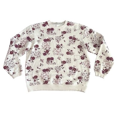 Vintage Classic Elements Sweatshirt Women s Grandma Floral Cottagecore Large