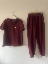 Figs Technical Collection Womens Burgundy Maroon Scrub Set Size M, Pants M/ T