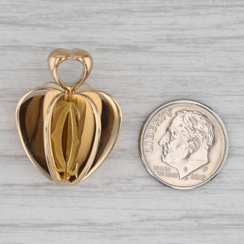 Cartier Double C Heart Spinning Apple Pendant 18k Yellow Gold Statement - Picture 4 of 5