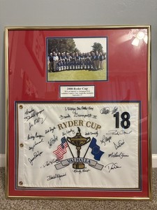 Framed 2008 Ryder Cup Valhalla Pin Flag - Signed by PGA HOF’er, Officials/Staff.